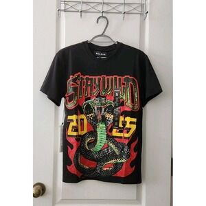 REASON Brand Men's T-Shirt STAY WILD World Tour 2025 WATCH FOR SNAKES Black Sz S